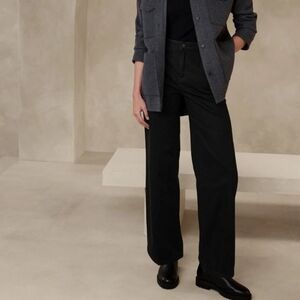 Banana Republic High Rise Wide Leg Black Trouser Black Denim Jean Size 4